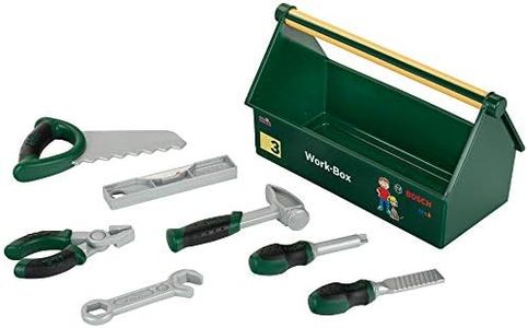 Theo Klein 8573 Cassetta degli Attrezzi, Set di Attrezzi da 7 Pezzi, Solida Cassetta con Pratica Maniglia di Trasporto, 30,25 cm x 14 cm x 17,25 cm, Giocattolo per Bambini a Partire dai 3 Anni di età