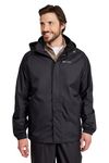 Mountain Warehouse Pakka Mens Waterproof Packable Jacket - IsoDry, Lightweight & Breathable Raincoat with Taped Seams & Packaway Bag - For Spring Summer & Travel Black XL