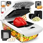 Vegetable Chopper Vegetable Cutter - Food Onion Salad Veggie Chopper with Container - French Fry Potato Dicer Slicer Cutter - Kitchen Tools & Gadgets (8-in-1 White)