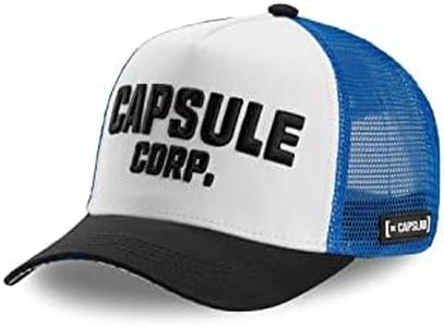 Casquette Homme & Femme Dragon Ball Z, Casquette Trucker, Capsule Corp, Sans Déformation et Doux, Blanc, Noir, Bleu, Taille TU