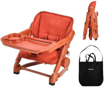 Feed Me 3-in-1 Travel High Chair Booster Seat for Infants and Toddlers - Transitional, Compact & Fits Any Chair, Swivel Tray, Pumpkin Orange