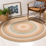 Safavieh Braided Collection 6' Round Tan/Multi BRD314A Handmade Country Cottage Reversible Area Rug