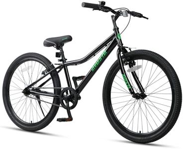 AVASTA Bilbo 24 Inch Kids Bike for Boys Girls 9 10 11 12 13 14 Years Old, Retro Style High Carbon Steel Bicycle with Adjustable Handlebars and Seat, Dual V-Brakes,Semi-Chain Guard, Kickstand, Black