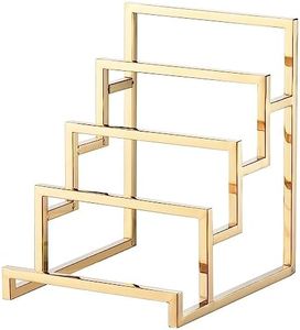 uxcell Clutch Purse Display Stand 4 Layer Wallet Display Rack Metal Clutch Holder Riser for Home Retail Store Supplies - Gold