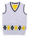 Infant Boys Sweater Vest Wool Blend Rhombus Pattern Deep Neck Warm Breathable Waistcoat 2-3T White