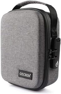 OZCHIN Smell Proof Bag with Combination Lock Shockproof Hard Shell Carrying Case Smoking Tobacco Bag Odorless Pouch Medicine Organizer Case Container Travel Bag(Grey) 8.07" x 6.69" x 3.50"