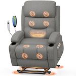 Recliner Lift Chair For the Elderly,Recliner Armchair with Massage and Heat Lift Assist Recliner Chair for Living Room Lounge Sofa 2 Cup Holders & 4 Storage Pockets USB + Type-C Charging Port