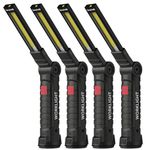 Coquimbo LED Rechargeable Work Light Birthday Gifts for Men Him LED Torch Rechargeable Emergency Inspection Lamp 360° Rotate Mechanic Light with Magnetic Base Hook (4 Pack, Black)