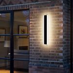 Mikeru Outdoor Wall Lights Mains Powered 40cm, 3000K/4500K/6000K Modern Black Linear Wall Lights 18W 3-Color Wall Mounted LED Lighting for Basement, Garage Lighting