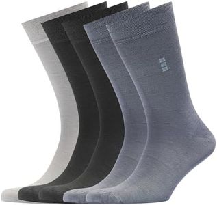 VRD SOCKS Men’s Dress Socks, Mid Calf Socks for Men, 5-Pairs Design, Crew Socks for Men Shoe Size 8-13 (Assorted Grey)