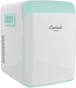 Cooluli 15L Mini Fridge for Bedroom - Car, Office Desk & College Dorm Room - 12V Portable Cooler & Warmer for Food, Drinks, Skincare, Beauty, Makeup & Cosmetics - AC/DC Small Refrigerator (Turquoise)