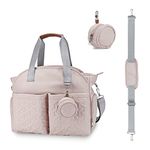 SONARIN Multifunctional Stylish Baby Nappy Changing Tote Bag,Large Capacity Waterproof Baby Changing Bag Satchel Messenger Bag Portable Travel Diaper Bag with Pacifier Bag(Pink)