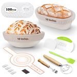 Banneton Proofing Basket, 10" Oval Plus Round Banneton Basket Set Sourdough Starter Kit with Liner Sourdough Proving Basket Rattan Bread Proofing basket, Bread Baking Tools, Proofing Basket Kit