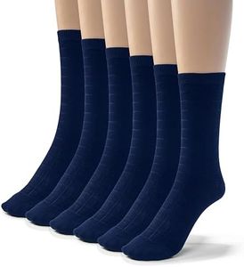 Silky Toes Rayon from Bamboo Seamless Designed Dress Socks for Boys Girls, 3 or 6 Pk School Uniform Socks (6 Pairs, Navy, 7-8)