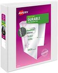 Avery Durable Clear View 3 Ring Binders, 2 Inch EZD Rings, 1 White Binder (09501)