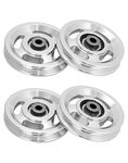 QWORK® 95mm Heary Duty Gym Pulley Wheel, Universal Bearing Pulley Wheel, aluminum alloy, bear 300kg, 4Pcs