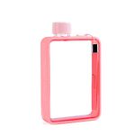 LINGKY 380 Ml Mini Transparent Flat Plate A5 Paper Portable Kettle, Creative Plastic Water Bottle (Pink)