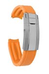 Bandini Curved End Rubber Watch Band with Deployment Clasp for Rolex Men's Watch Submariner, Daytona, Ghost, Yachtmaster & More, Curved Rubber Watch Strap for Round Cases - Waterproof - Orange, 20mm