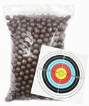 1000 x Mud Balls + Target Catapult Ammo Sling Shot 9mm 10mm Ball Bearings Clay Target Hunting Practice Shooting Range Solid Round Ammunition