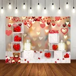 Lofaris Happy Valentines Day Backdrops for Photography Red Heart Pink Hot Sweet Heart Rose Shining Dots Valentine's Day Photo Backdrop Valentine's Day Decorations for Party Studio Props 7x5ft