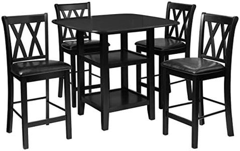 Homelegance Norman 5-Piece Counter Height Dining Set with Two Display Shelves, Black