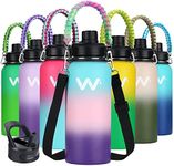 WEREWOLVES 32 oz Insulated Water Bottle With Paracord Handles & Strap & Straw Lid & Spout Lid,Reusable Wide Mouth Vacuum Stainless Steel Water Bottle for Adults (New-Dream Sky, 32 oz)