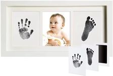 Baby Hand and Footprint Kit , Newborn Handprint Photo Frame Kit with Safe Clean-Touch Inkless Ink Pad , Non-Toxic , Baby Prints Handprint and Footprint Kit , Gift to New Parents or Baby Boys Girls Shower Registry, Handprint Ornament Kit.