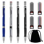 Lanzn 9 PCS 2mm Mechanical Pencils Set，2B Art Pencil Automatic Lead 4 Cases Color and Black 2B Refills with Velvet Bag for Writing Drawing Sketching Crafting, Piece Set