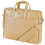 Nestasia Vegan Leather 15.6 Inch Laptop Bag | Stylish & Durable | Waterproof Material | Quilted Front Pocket | Spacious Interior - Ideal for Men & Women | Beige