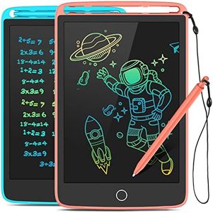 TECJOE 2 Pack LCD Writing Tablet with Fridge Magnets, Writing Board Doodle Board for Kids Drawing/Travel/Kitchen Memo, Back to School/Birthday Gift Toys for Boys Girls, 8.5 Inch (Blue+Pink)