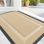 OLANLY Front Door Mat Indoor Outdoor Entrance, Waterproof All-Season, All-Weather Doormat, Sturdy Natural Rubber, Fade Resistant, Low Profile, Easy Clean Patio Porch Entryway Mat 47x32, Beige