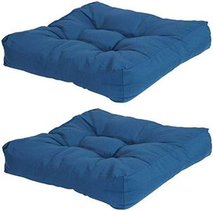 Sunnydaze 20-Inch Square Tufted Olefin Outdoor Patio Cushions - Set of 2 - for Indoor or Outdoor Use - Blue