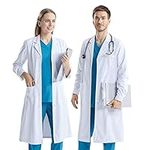 CoatCool Lab Coat, Women Men White Lab Coats Cotton Medical Coat Science Coat Doctors Coat, Unisex Adult Labcoat Chemistry Laboratory Coat Food Coat Fancy Dress Costume for Cosplay School Student，XL