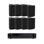 Winston Acoustics Wall Speaker with Amplfier Jaguar 6 and Phantom 4 Amplifier | 1200 sq.ft Coverage (Black, Pack of 8) Ideal for Gyms, Banquet Halls, Offices, Homes