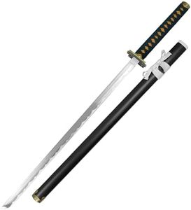 Armory Replicas™ - Anime Replica Katana from Jujutsu Kaisen - 38.25" Carbon Steel Blade, Traditional Wooden Handle with Faux Yellow Ray Skin and Dark Green Wrapping - Zinc Aluminum Fittings