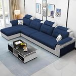 Casaliving Ella LHS 6 Seater L Shape Sofa Set for Living Room (Blue Grey) Premium Fabric Sofa