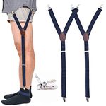 KLONKEE Mens Shirt Stays Elastic Non-Slip Clamps Shirt Garter Suspenders Metal Clips Shirt Holder Straps Y Style - 1 Pair