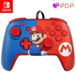 PDP Gaming Faceoff Deluxe+ Wired Switch Pro Controller - Officially Licensed by Nintendo - Customizable gamepad buttons, sticks, triggers, and paddles - Ergonomic Controllers - Red/Blue Mario Design