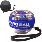 The AutoStory Advanced Gyro Wrist Strengthener Ball - Enhancing Arms, Fingers, and Wrists with Auto-Start Technology for Powerful Muscles and Bones (Bag Included) (Platinum Core, Lights, Blue)