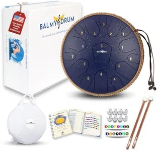 The Balmy Drum - 15 Note 14 Inch Steel Tongue Drum, Steel Drum Instrument, Drums For Children and Adults, Balmy Drum Set for Kids with Music Book, Handpan, Mallet and Carry Bag (Blue)