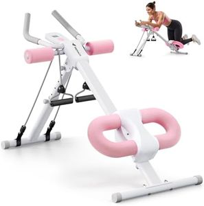 MERACH Ab Machine, Ab Workout Equipment, Adjustable Ab Trainer Machine for Abs Workout at Home Gym, Foldable, Knee Protection, Abdominal Trainer for Stomach (Pink)