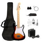 CB SKY 32 Inch Kids Electric Guitar Beginner Kit, Junior 1/4 Size Mini Electric Guitar for Children with 5W Amplifier, Beautiful Chritsmas Guitar Gifts (Sunburst-bag)