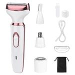 SEABIRD Electric Razors for Women, 4 in 1 Women Electric Shaver, Bikini Trimmer for Women for Face Arm Legs Underarm Eyebrows Nose Hair, Portable Rechargeable Womens Travel Razor with Detachable Head, White