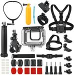 Adaptom Accessories Kit for Go Pro,Waterproof Case+Neck Mount+Selfie Stick+Clamp Mount+Chest Strap for Go Pro Hero 12 11 10 9 8 7 6 5 4 Max Insta360 X3 X2 Go 3 DJI Action 3 2 Action Cameras Accessory