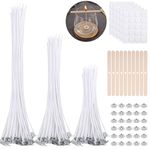 VEVOQIM 240pcs Candle Wicks Set,100pcs Candle Wicks for Making Candle (10/15/20cm) with 100pcs Glue stickers,10pcs Candle Wick Holders & 30pcs Wick Tabs,Long Lasting & No Black Smoke for DIY Candles