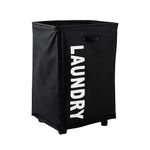 HOKIPO Foldable Laundry Hamper with Wheels, Black (AR-4858-BLK)