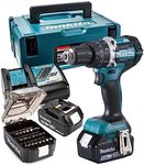 Makita DHP484TJX9 18V Li-ion LXT Brushless 50th Anniversary Combi Drill Complete with 2 x 5.0 Ah Batteries, Charger and Screw Bit Set Supplied in a Makpac Case