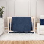 Trend Lab Simply Navy 3 Piece Crib Bedding Set, Sewn with Elegant Ruching, Includes Quilt, Fitted Crib Sheet and Skirt