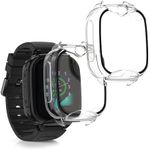 kwmobile Cover Compatible with Xplora XGO 2 Covers - 2X Tempered Glass with Plastic Frame - Transparent