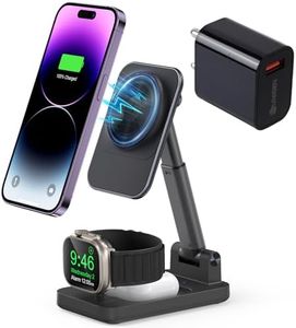 UNIGEN MAGTEC 310 23W Foldable Mag-Safe Charger [with Adapter] for Magnetic Portable Charging Station, Compatible with iPhone 15/14/13/12 Series, Apple Watch, Airpods (BKAD)